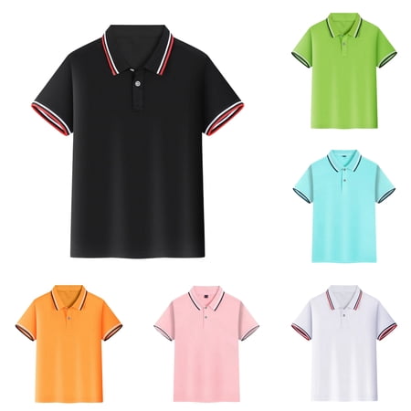 Dpytoraw Boys Girls Lapel Short Sleeve Button Down Shirt Comfort Fabric Casual Tops Size XXL18