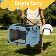 thumbnail image 6 of 36in Collapsible Dog Crate, Portable Soft Travel Dog Crate with Bowl, Foldable Pet Kennel Carrier, with Signature Card and Pen, Blue, 6 of 9