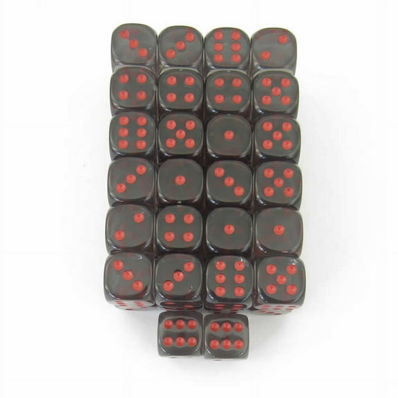 Smoke Translucent Dice with Red Pips D6 12mm (1/2in) Pack of 50 Wondertrail