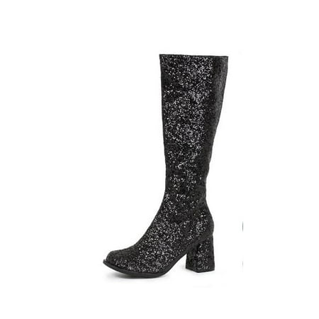 

Ellie Shoe E-GOGO-G 3 Heel Glitter Gogo Boot. with Zipper. Black / 6