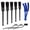 black, variant on 10-Piece Blue Multi-Functional Car Detailing Brush Set, contains 5 cleaning brushes, 3 wire brushes and 2 air vent brushes for interior, exterior, engine and leather cleaning
