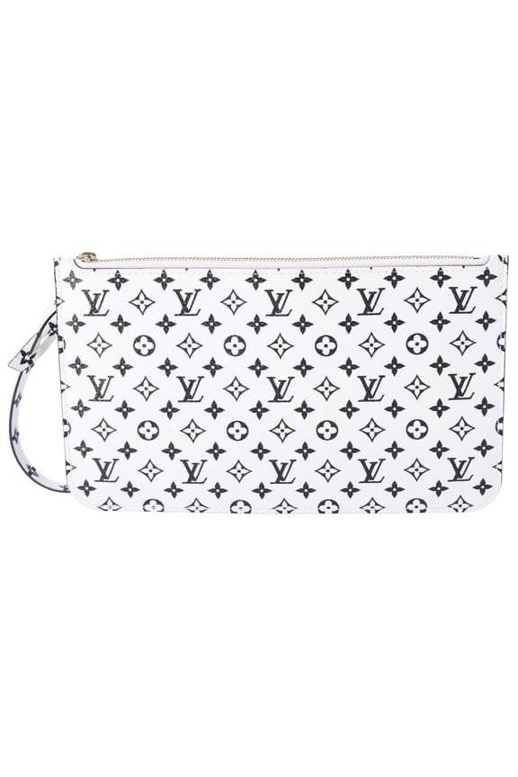 Pre-Owned Louis Vuitton Neverfull MM Clutch Pochette White Monogram