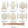 thumbnail image 4 of Milue Easter Unfinished Wood Chip Ornament Set with Lanyard Handmade Wooden Crafts for DIY Rabbit Egg Flower Hanging Pendant Color Drawing Ornaments, 4 of 19