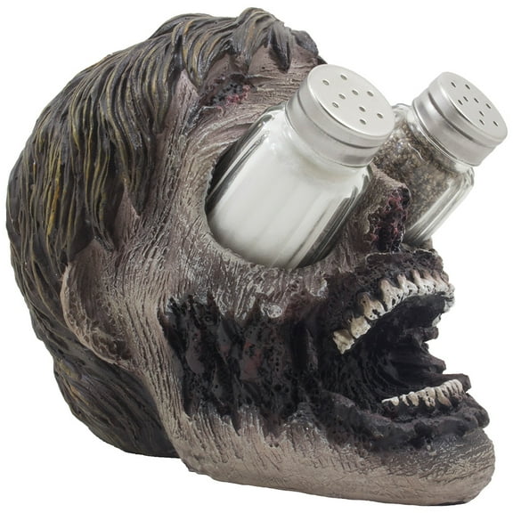 Decorative Evil Undead Zombie Head Salt and Pepper Shaker Set for Scary Walking Dead or Halloween Party Decorations & Gothic Decor by Home 'n Gifts
