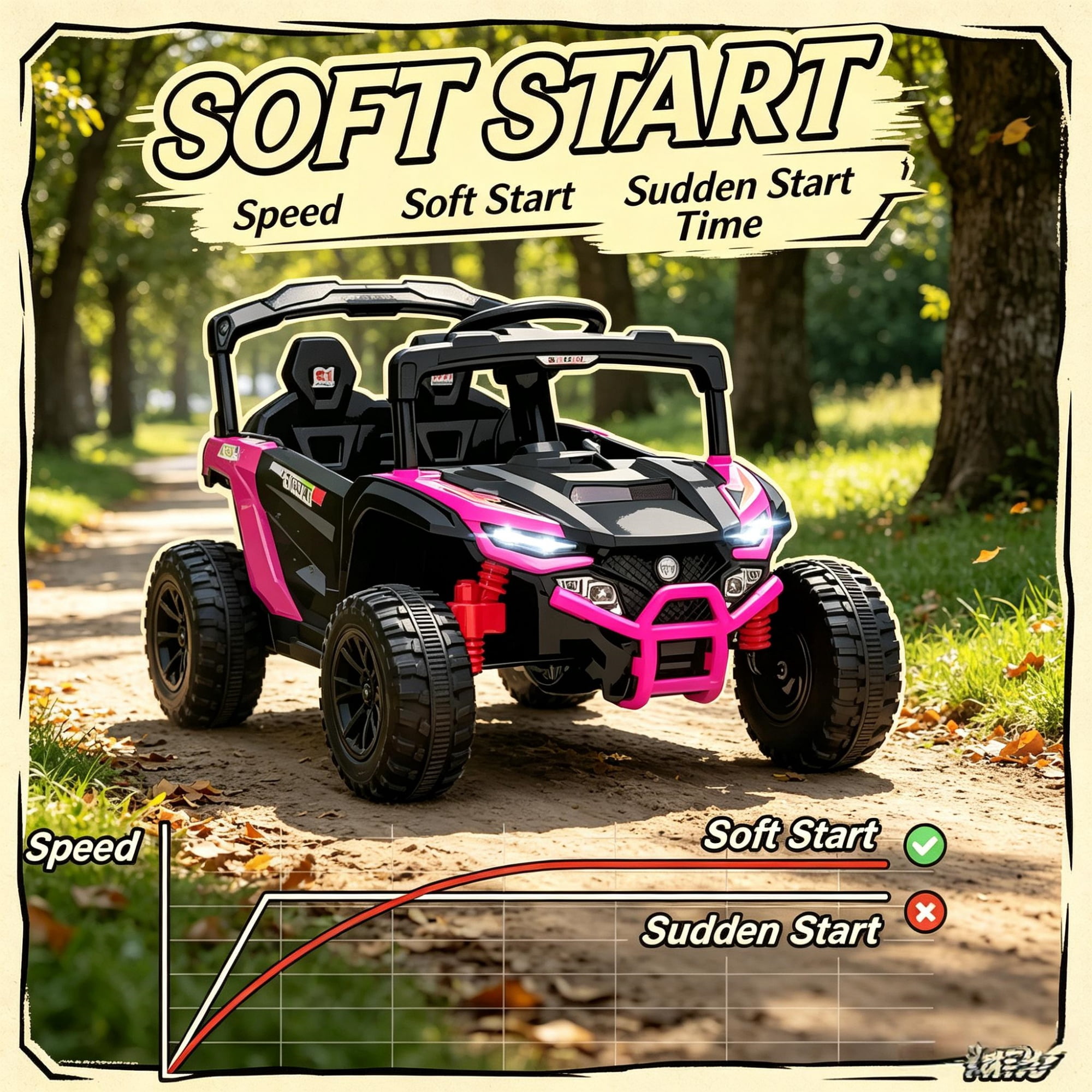12V Electric Kids UTV Ride On Truck, Battery Powered with Rear Suspension, Parental Remote for Toddlers 3-5Y, Pink