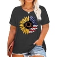 thumbnail image 4 of YI XIANG RAN 4th of July Shirts for Women Plus Size Usa Flag Flower T-shirt Patriotic Tops Summer Loose Short Sleeve Tees XL-4XL, 4 of 5