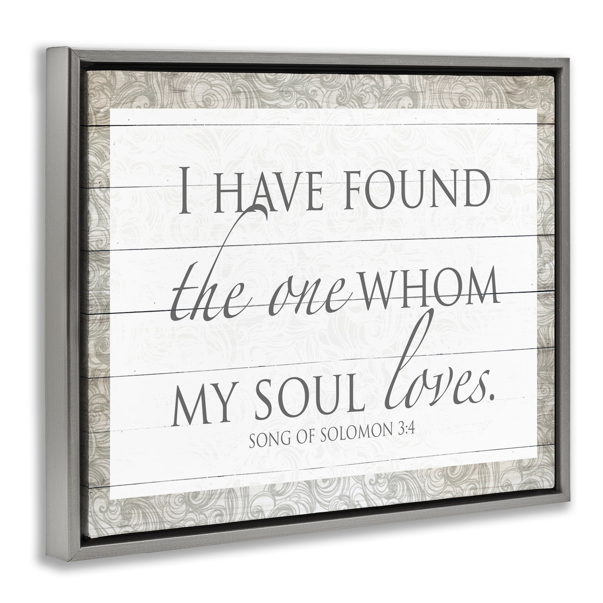 Stupell Industries The One Whom My Soul Loves Gray Framed Floater Canvas Wall Art, design by SD Graphics Studio