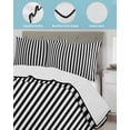 thumbnail image 4 of Black White Stripe Full Size Down Alternative Comforter, Lightweight Comforter Quilt Bedding Set with Pillow Shams Modern Minimalist Geometric Striped All Seasons Bed Comforter Duvet Insert 78"x90", 4 of 7