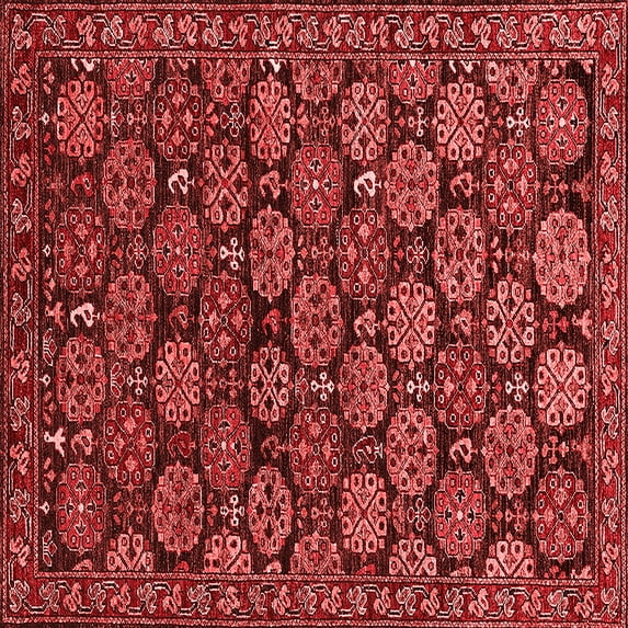 Ahgly Company Indoor Square Oriental Red Industrial Area Rugs, 7' Square