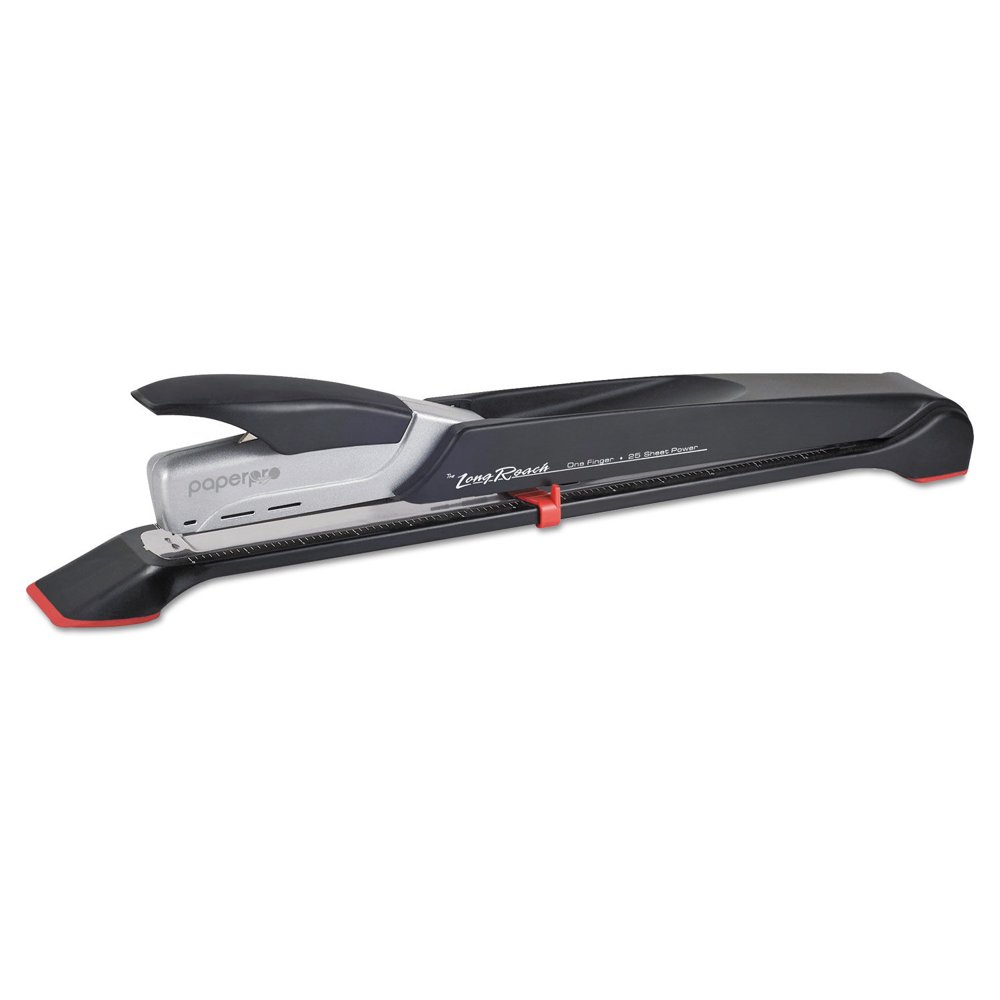 inREACH+ 25 Long 12.5" Reach Stapler, 25Sheet Capacity, Black/Silver