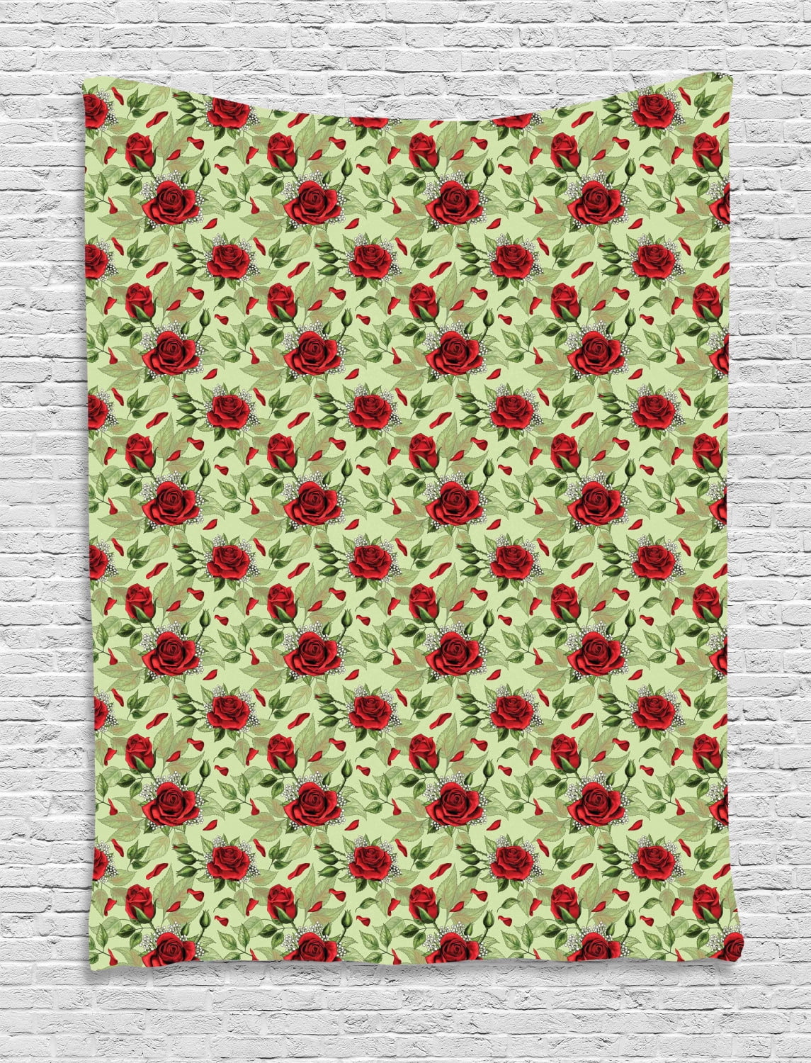 Roses Tapestry, Valentines Day Themed with Flowers with Leaves and Buds