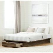 South Shore Tao Platform Bed with Drawer, Fall Oak