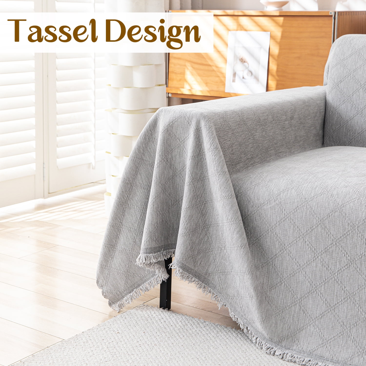 Jessy Home Sofa Cover Slipcover Couch Cover Protector Durable Multi-Function Furniture Cover for Pets Dogs Cats Home Decor Sofa Covers for Living Room 71"x 150"Light Gray