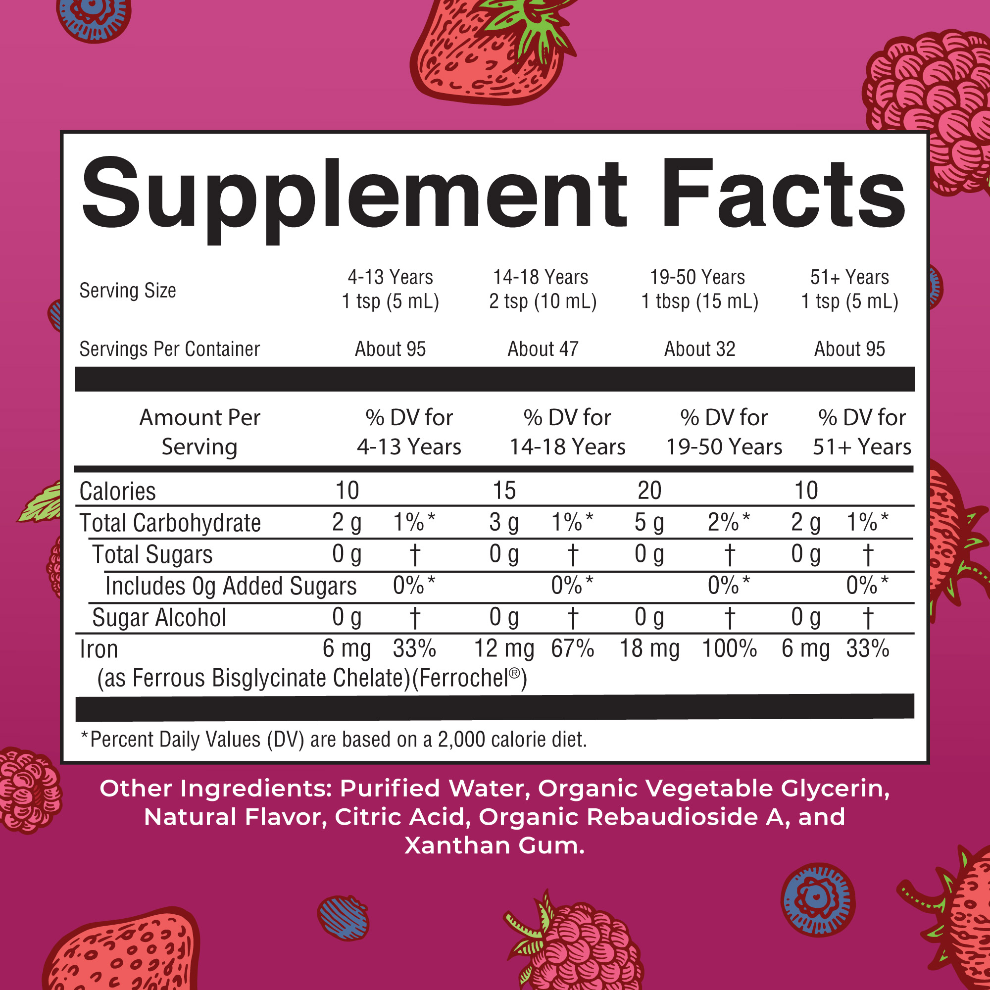 MaryRuth's Vegan Liquid Iron Berry Mineral Supplement, Cellular Overall Health, Unisex, Ages 4+, 16 fl oz