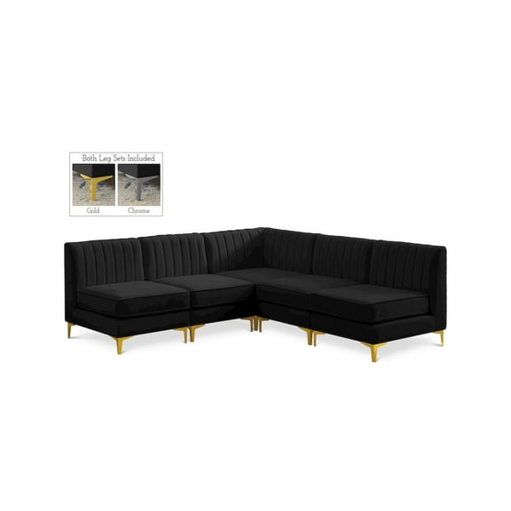 Meridian Furniture Alina Black Velvet Modular Sectional