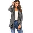 thumbnail image 1 of SAYFUT Womens Ruffle Front Cardigan Long Sleeve Solid Open Front Sweater Coat Asymmetric Hem Cardigan Wrap Light/Deep Gray S-3XL, 1 of 7