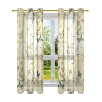 Vintage Print Blackout Curtains Patio Door Curtains Window Decoration for Bedroom Living Room 2 Panels