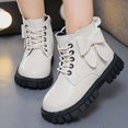 thumbnail image 2 of Viluyesy Girls Combat Ankle Boots, Faux Leather, Lace Up Front, Side Zipper, Decorative Bow Accent, Rugged Lug Sole White Size 13.5 Little Kids, 2 of 9
