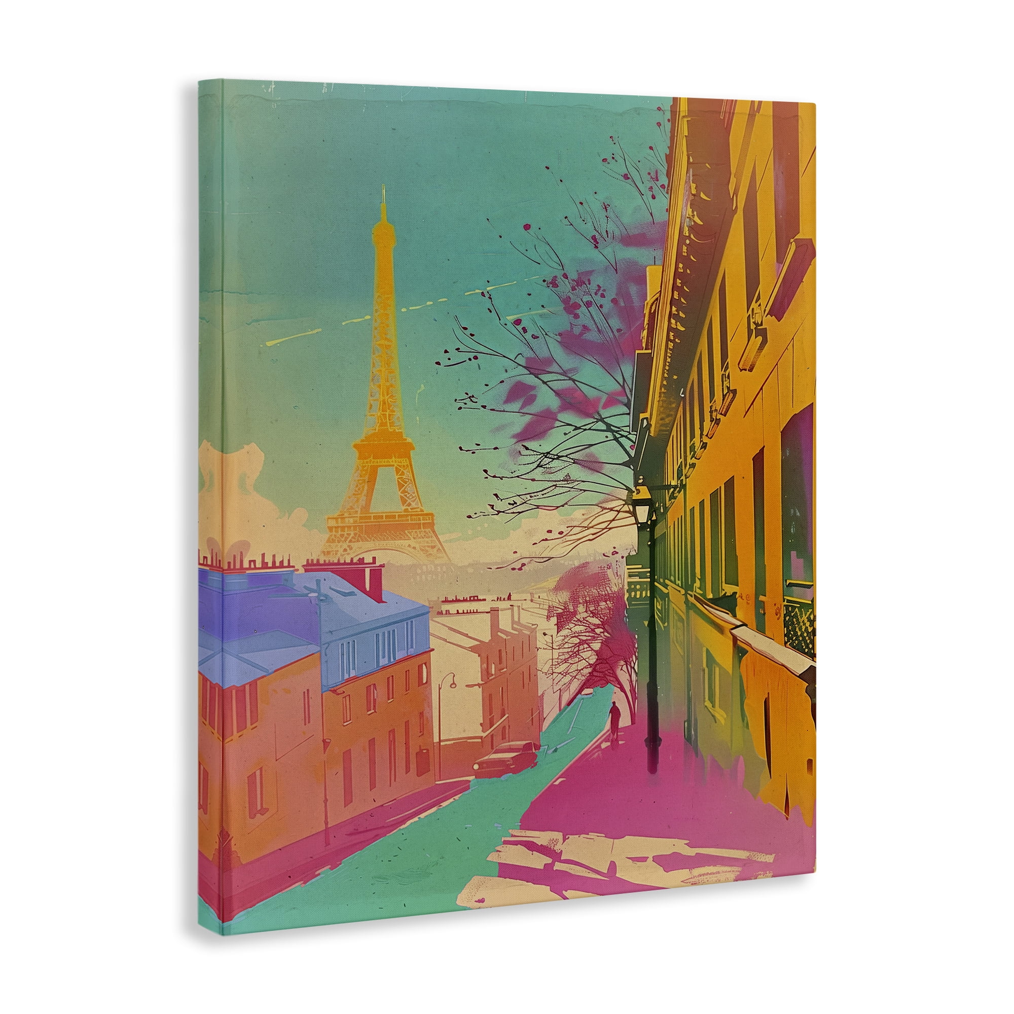 Stupell Industries Abstract Paris Tower Town & City Painting Gallery Wrapped Canvas Art Print Wall Art, 30 x 40