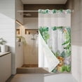 thumbnail image 4 of Tropical Botanical No Hook Shower Curtain with Snap in Liner Cute Zebra Lion Monkey Cartoon Elephant Wood Grain Waterproof Bathroom Shower Curtain with See Through Top Window for Bathtub 54" x 78", 4 of 9