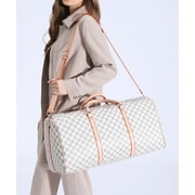 TWENTY FOUR 21" Checkered Bag Travel Duffel Bag Weekender Overnight Luggage Shoulder Bag For Men Women -White Checkered 2021 Autumn