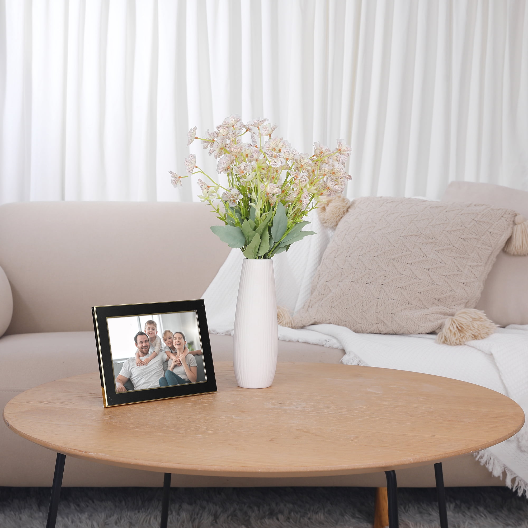 Unique Bargains Modern Picture Frame Brushed Aluminum Metal Photo Frame Gold 5x7 Black -2Pcs 5x7