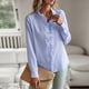 thumbnail image 4 of Blusa de Oficina de Larga con Cuello Alto y Botones A Rayas para Mujer, Color Azul, Talla M, 4 of 10
