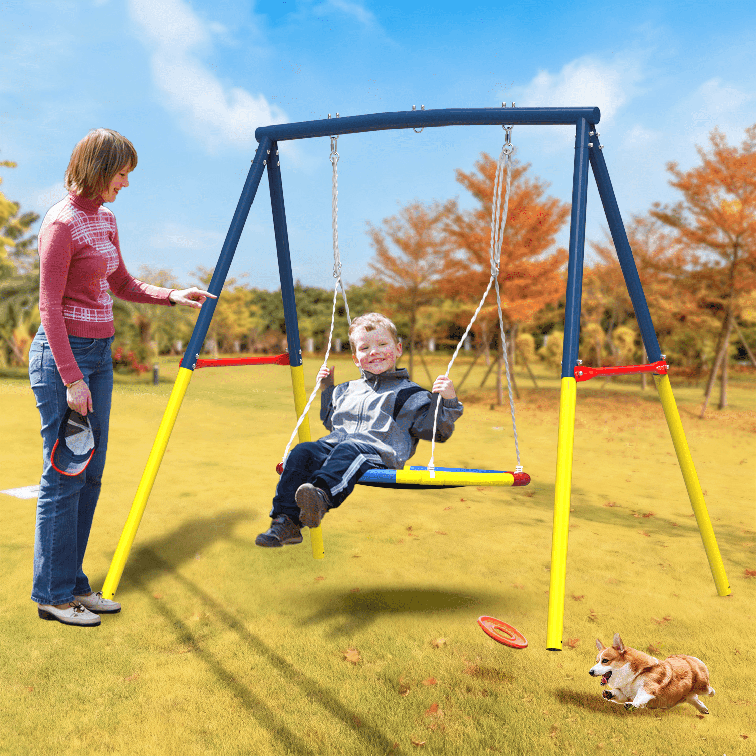 Mersco Swing Set for Backyard with Stand, Swing Heavy Duty 440lbs Metal Outdoor Swing Stan - detail 4