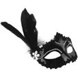 thumbnail image 1 of Feather Pearl Mask Halloween Party Masquerade White Black Eye Masks Women Night Club Shows Dance Role Playing Prop Decorations, 1 of 5