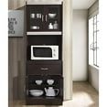 thumbnail image 3 of Hodedah Import 70" Tall Top/Bottom Enclosed Kitchen Cabinet w/ Drawer, Chocolate, 3 of 5