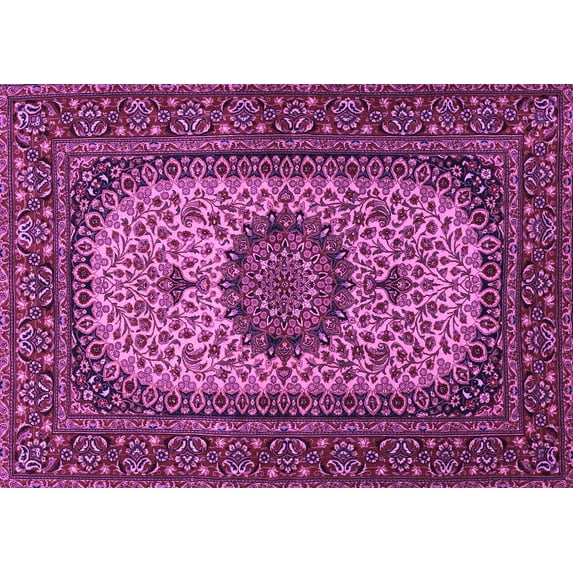 Ahgly Company Indoor Rectangle Medallion Purple Traditional Area Rugs, 3' x 5'