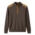 thumbnail image 4 of Ceisia Men's Loose Fit Long Sleeve Henley Shirts with Waffle Knit and Shoulder Color Block Patchwork, Stretch Blend Stand Collar Casual Tops Gifts, 4 of 5
