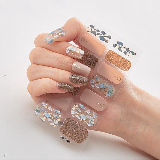 Pegatina De Uñas De Oro Láser 3D Cubierta Completa Autoadhesiva Tira DIY Decoración De Belleza