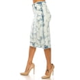 thumbnail image 4 of Be-Girl Women's Acid Wash Denim Skirt, Light Blue, Midi Length, Frayed Hem, Pencil Style - SG-79402, 4 of 5