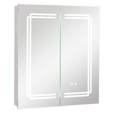 Gymax 23.5 x 27.5 Inch Bathroom Medicine Cabinet w/ Mirror LED Lighted Mirror Cabinet
