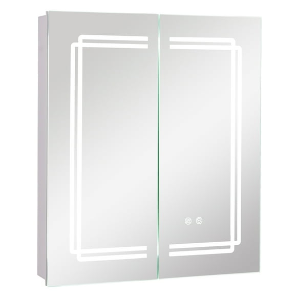 Gymax 23.5 x 27.5 Inch Bathroom Medicine Cabinet w/ Mirror LED Lighted Mirror Cabinet