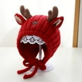 thumbnail image 4 of Toddler Christmas Santa Hat Winter Knitted Hat With Cute Ear & Warm Lined - Thick Soft Yarn Cap,Warm Thermal for Cold Weather,Stylish Headwear for Outdoor Activities,Size:0-24 Months, 4 of 5