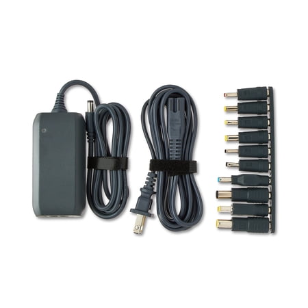 ONN 65W LAPTOP CHARGER WITH 10 INTERCHANGEABLE TIPS, 10FT POWER CORD, FOR HP, DELL, LENOVO, GREY