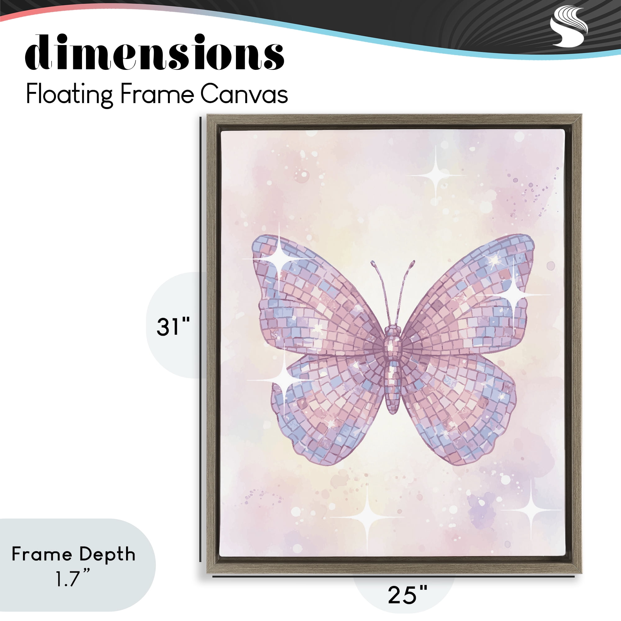 Stupell Industries Delicate Disco Butterfly Brown Framed Floater Canvas Wall Art, design by Lil' Rue