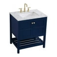 thumbnail image 4 of Elegant Decor Thalen 30" Steel and Solid Wood Single Bathroom Vanity in Blue, 4 of 8