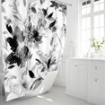 thumbnail image 2 of Black and White Shower Curtain, Watercolor Black Floral Shower Curtain for Bathroom, Modern Flower Decorative Fabric Shower Curtain Set with Hooks 72x72, 2 of 6