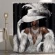 thumbnail image 1 of Cortina de ducha para niña negra y blanca, 60 x 72 pulgadas, moderna, gris y plateada, sin brillo, diseño de vestido afroamericano, cortina de baño de lujo con diamantes, accesorios de baño, 1 of 4