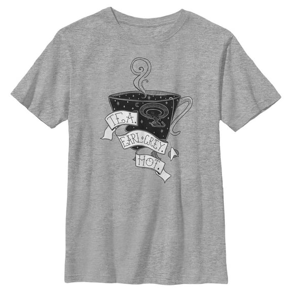 Boy's Star Trek: The Next Generation Captain Picard Cup Of Tea Earl Grey HOT Graphic Tee Athletic Heather Medium