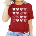thumbnail image 2 of Penkiiy T-Shirt Graphique Cœur pour Femmes, Col en V, Saint-Valentin, Couple Assorti, Manches Courtes, Cadeau, Rouge, 2 of 4
