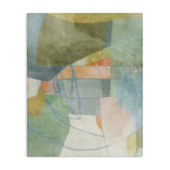 Stupell Industries Pastel & Green Shapes Abstract Painting Wrapped Canvas Art Print Wall Art, 16 x 20