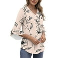 thumbnail image 7 of Neewe Long Sleeve Shirts for Women 2025 Fall Tops Floral Print Pleated Dressy Casual Blouses, 7 of 7