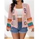thumbnail image 5 of Cárdigans florales de ganchillo for mujer, cárdigan bohemio con abertura frontal, suéter, Tops de manga larga, moda Primavera Verano, 5 of 7