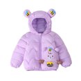 thumbnail image 2 of YUSIM Toddler Girls Quilted Jacket with Hood- Warm Cute Fashion Full Zip Winter Coats Purple Size 4 T, 2 of 5