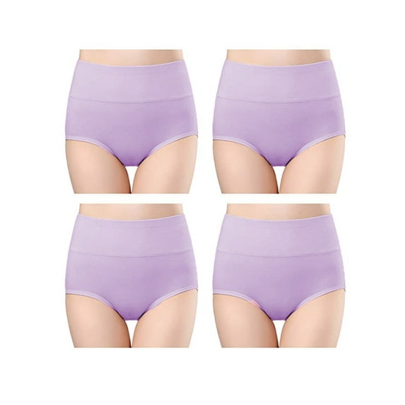 LELINTA Womens Cotton Underwear High Waist Full Coverage Brief Panty 4 Pack