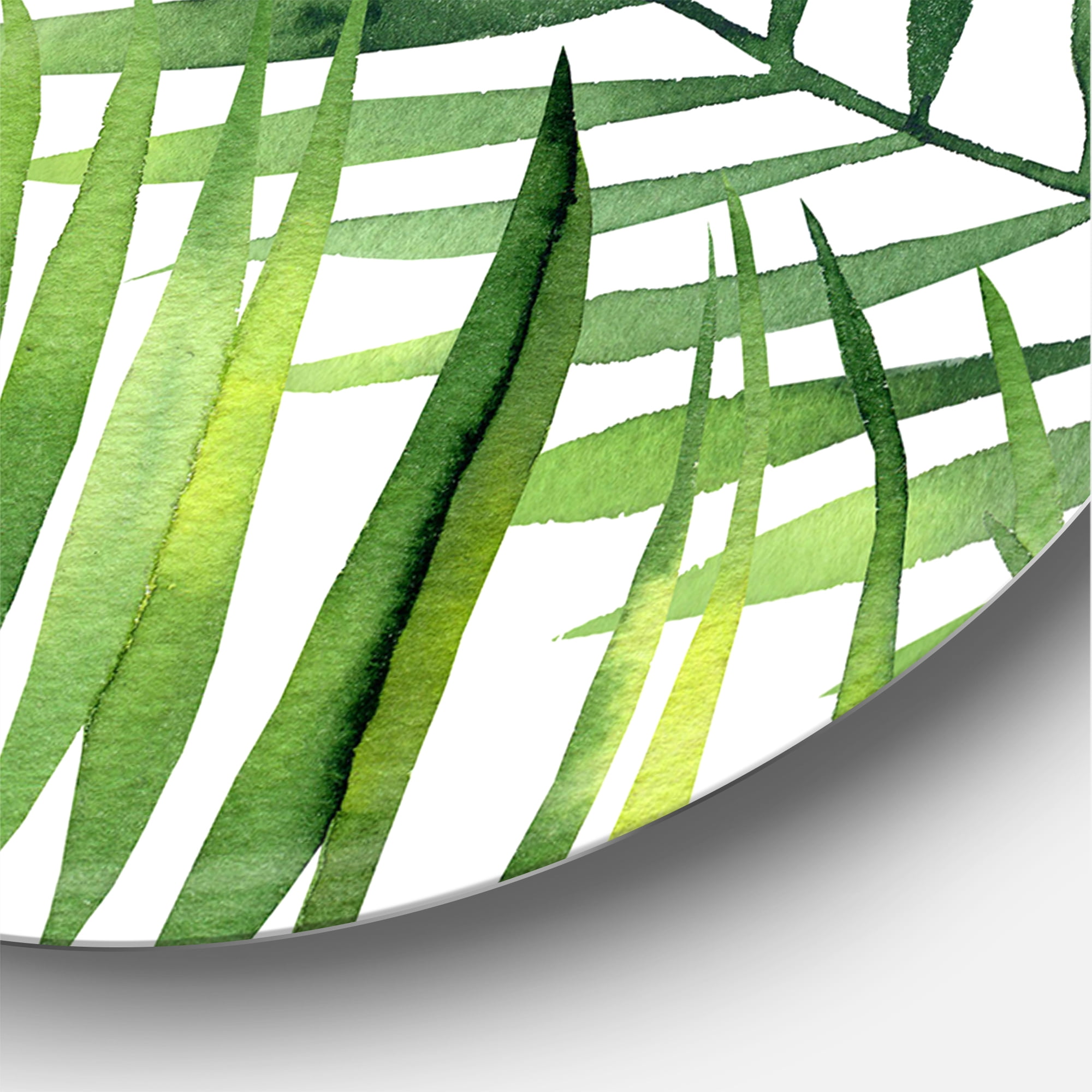 Designart 'Fern Plant Leaves Detail III' Farmhouse Circle Metal Wall Art 23x23 - Disc of 23
